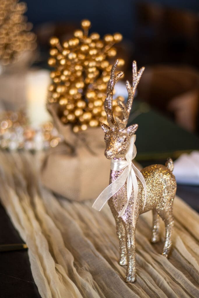 Christmas Table decorations with Gold Reindeer