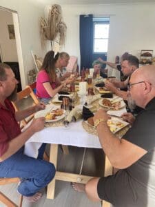 Family Christmas lunch at table